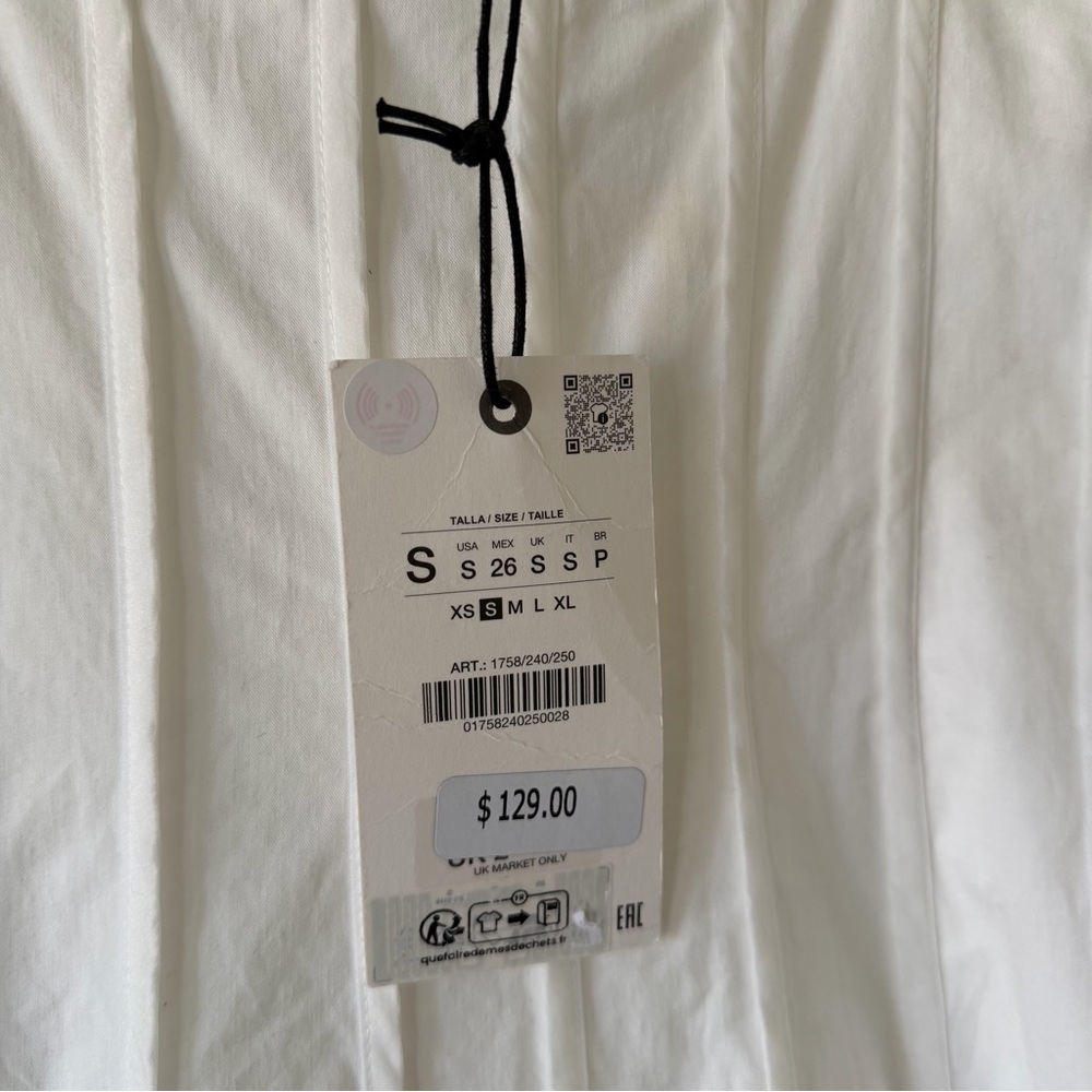 NWT Zara Poplin Corset Seamed Maxi Dress in White - S - Picture 8 of 8